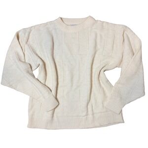 Le Tigre Men's‎ Cream Cable Knit Mock Neck Sweater Made in USA Size M